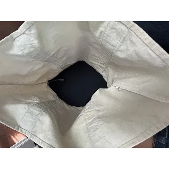 Trader Joe's Reusable Canvas Eco Tote Bag Heavy Duty Bag Blue White - Picture 7 of 11